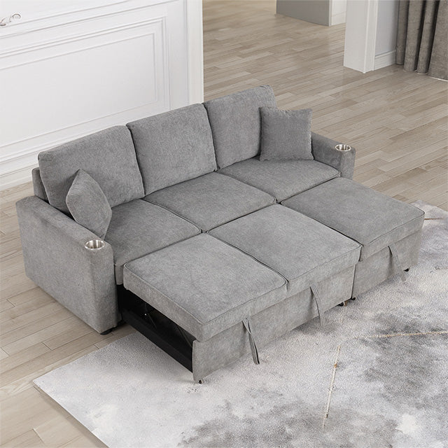 Furniture Of America Kendal Sleeper Sofa Sectional FM6965GY-SF-PK Gray Contemporary - sofafair.com