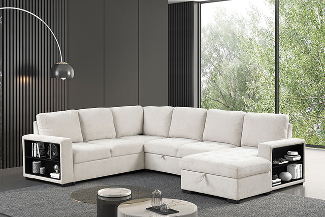 Furniture Of America Stockwell Sleeper Sofa Sectional FM6966BG-SECT Beige Contemporary - sofafair.com