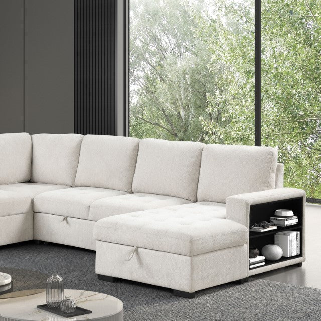 Furniture Of America Stockwell Sleeper Sofa Sectional FM6966BG-SECT Beige Contemporary - sofafair.com