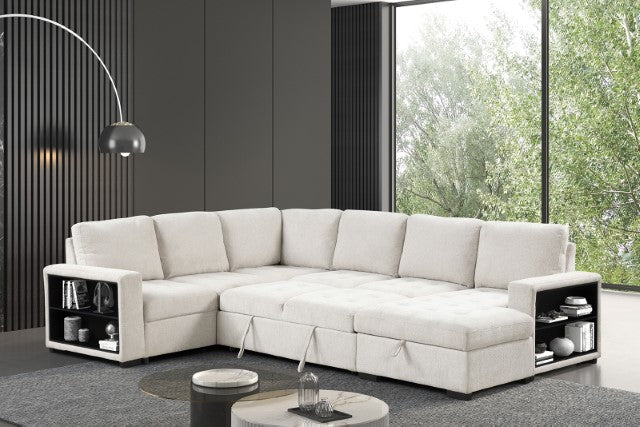 Furniture Of America Stockwell Sleeper Sofa Sectional FM6966BG-SECT Beige Contemporary - sofafair.com