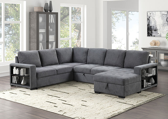 Furniture Of America Stockwell Sleeper Sofa Sectional FM6966DG-SECT Dark Gray Contemporary - sofafair.com