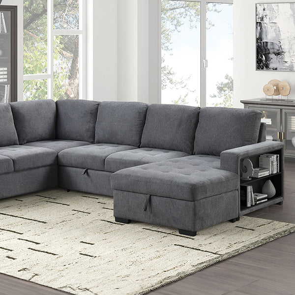 Furniture Of America Stockwell Sleeper Sofa Sectional FM6966DG-SECT Dark Gray Contemporary - sofafair.com