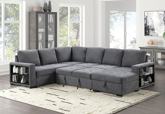 Furniture Of America Stockwell Sleeper Sofa Sectional FM6966DG-SECT Dark Gray Contemporary - sofafair.com