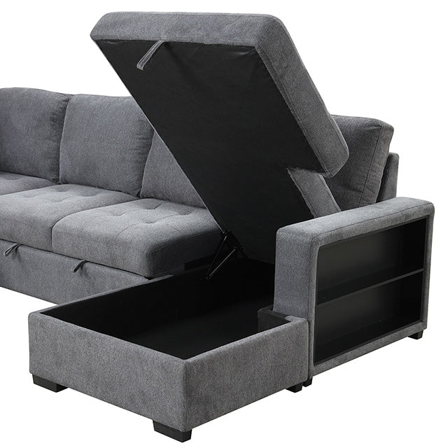 Furniture Of America Stockwell Sleeper Sofa Sectional FM6966DG-SECT Dark Gray Contemporary - sofafair.com