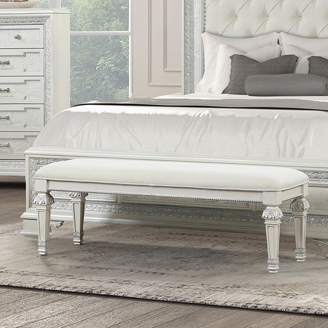 Furniture Of America Stella Mia Bench FM70000WH-BN Creamy White Traditional - sofafair.com