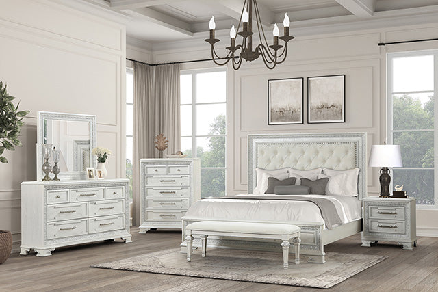 Furniture Of America Stella Mia Bench FM70000WH-BN Creamy White Traditional - sofafair.com