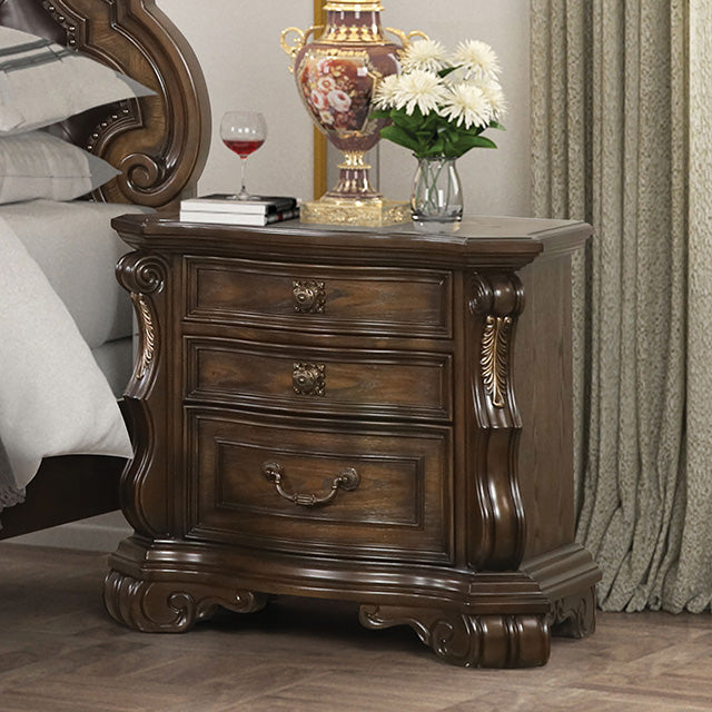 Furniture Of America Leovanni Nightstand FM70003DB-N Dark Brown Traditional - sofafair.com