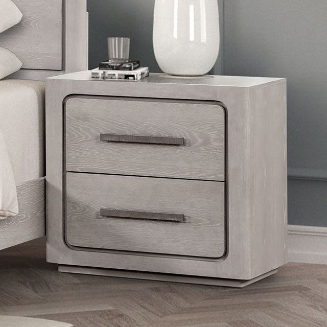 Furniture Of America Crowthorne Nightstand FM70100AK-N White Oak Contemporary - sofafair.com