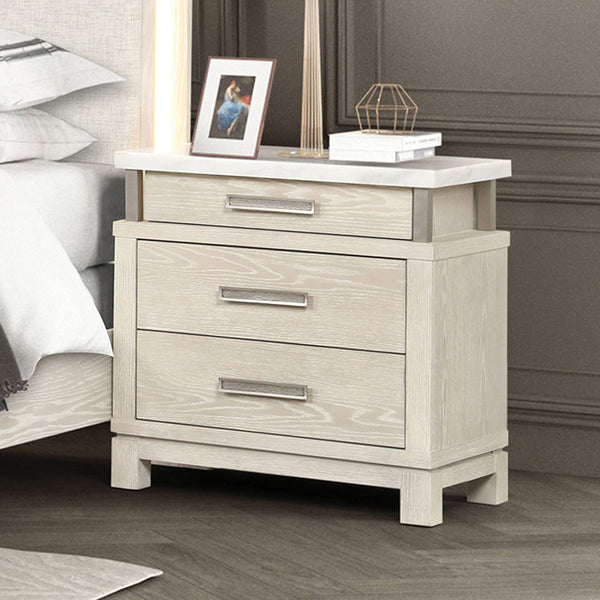 Furniture Of America Lafayette Nightstand FM71501GY-N Weathered Gray Transitional - sofafair.com