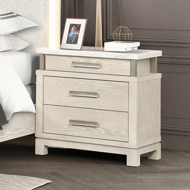 Furniture Of America Lafayette Nightstand FM71501GY-N Weathered Gray Transitional - sofafair.com