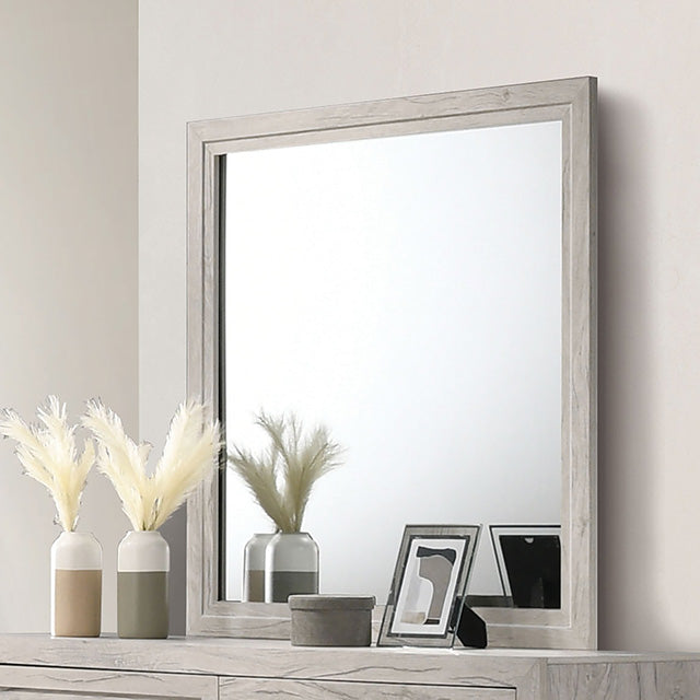 Furniture Of America Mysen Mirror FM7202WH-M White Wash Contemporary - sofafair.com