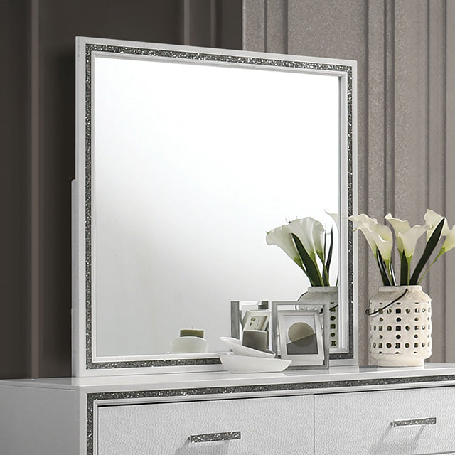 Furniture Of America Lucida Mirror FM7203WH-M White Contemporary - sofafair.com