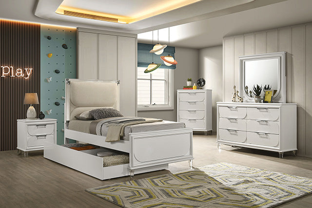 Furniture Of America Lareina Mirror FM72081WH-M Pearl White Contemporary - sofafair.com