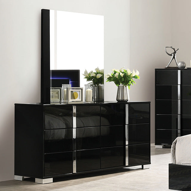 Furniture Of America Sinistra Dresser FM7211BK-D Piano Black Contemporary - sofafair.com