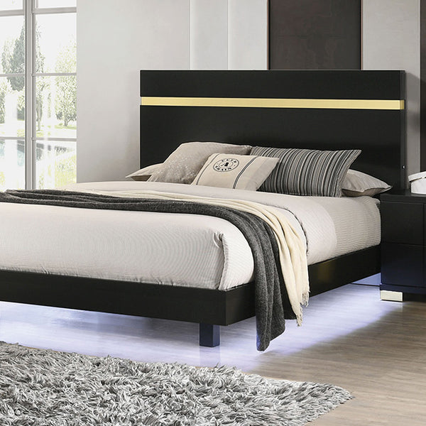 Furniture Of America Lillestrom Bed FM7217BK-CONF Black/Gold Contemporary - sofafair.com