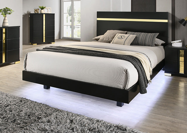 Furniture Of America Lillestrom Bed FM7217BK-CONF Black/Gold Contemporary - sofafair.com