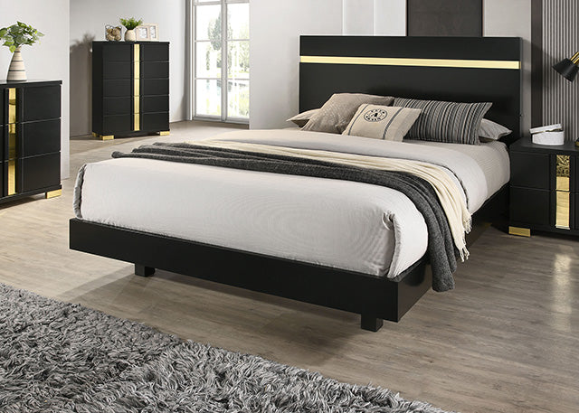 Furniture Of America Lillestrom Bed FM7217BK-CONF Black/Gold Contemporary - sofafair.com