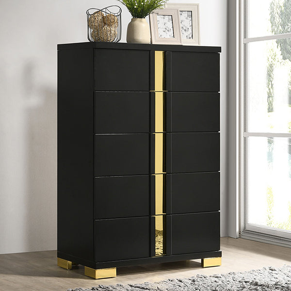 Furniture Of America Lillestrom Chest FM7217BK-C Black/Gold Contemporary - sofafair.com