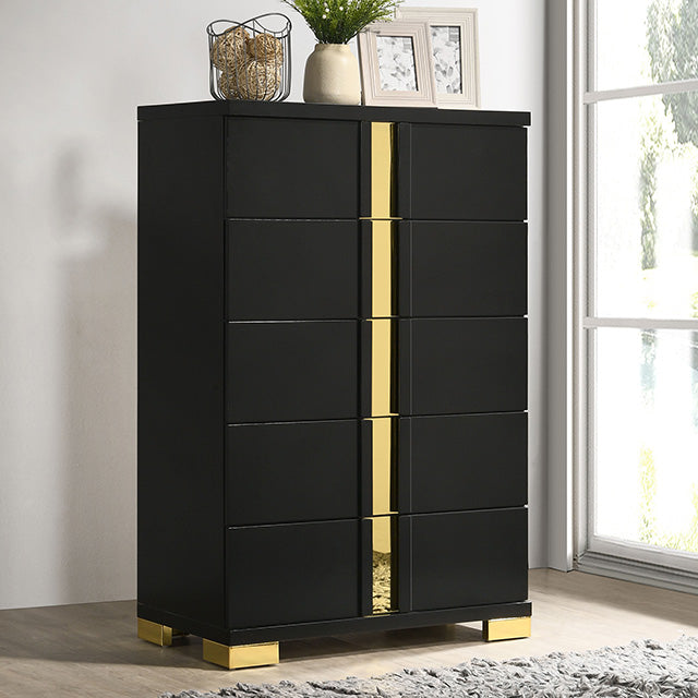 Furniture Of America Lillestrom Chest FM7217BK-C Black/Gold Contemporary - sofafair.com