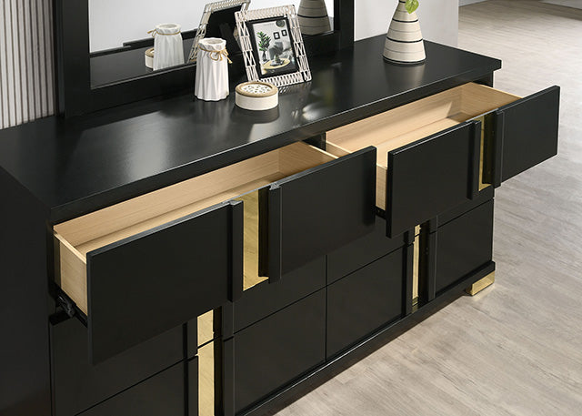 Furniture Of America Lillestrom Dresser FM7217BK-D Black/Gold Contemporary - sofafair.com