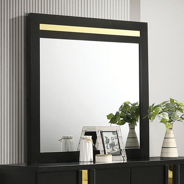 Furniture Of America Lillestrom Mirror FM7217BK-M Black/Gold Contemporary - sofafair.com