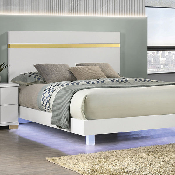 Furniture Of America Lillestrom Bed FM7217WH-CONF White/Gold Contemporary - sofafair.com