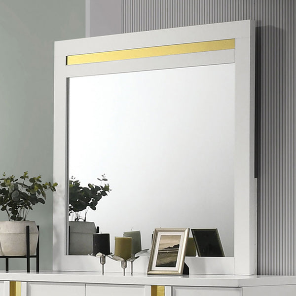 Furniture Of America Lillestrom Mirror FM7217WH-M White/Gold Contemporary - sofafair.com