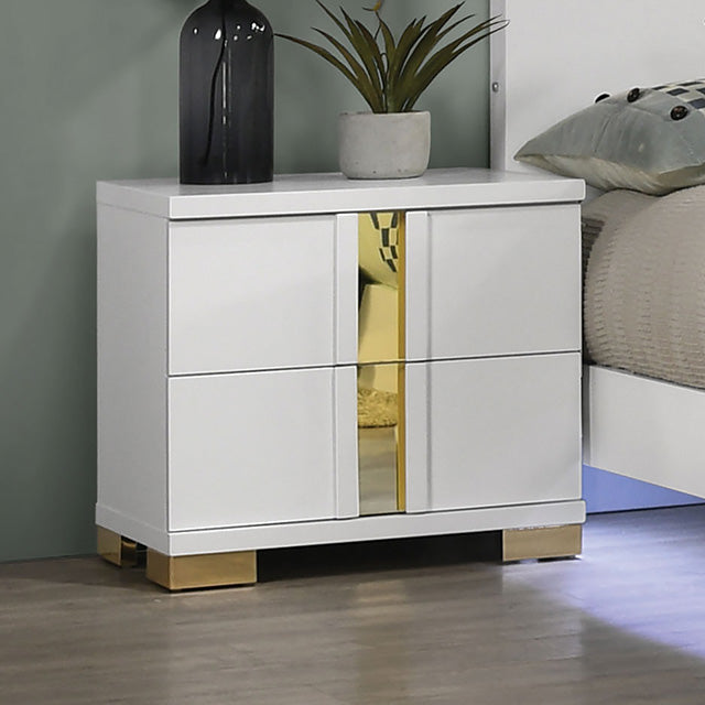 Furniture Of America Lillestrom Nightstand FM7217WH-N White/Gold Contemporary - sofafair.com