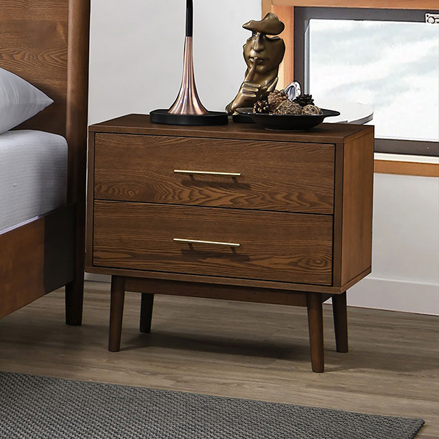 Furniture Of America Tromso Night Stand FM7220WN-N Walnut Mid-Century Modern - sofafair.com