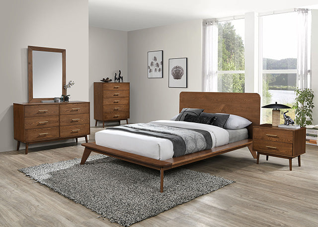 Furniture Of America Stathelle Bed FM7222WN-CONF Walnut Mid-Century Modern - sofafair.com