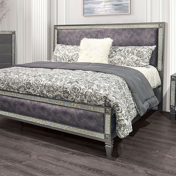 Furniture Of America Lyanne Bed FM7240GY Gray Glam - sofafair.com