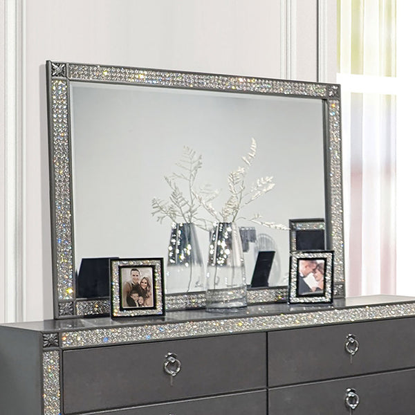 Furniture Of America Lyanne Mirror FM7240GY-M Gray Glam - sofafair.com