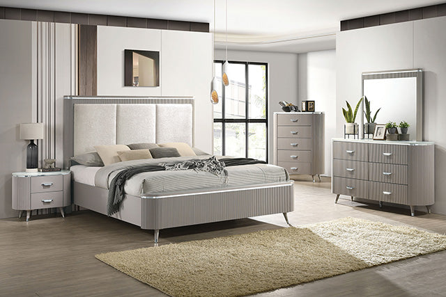 Furniture Of America Aldridge Bed FM7243GY-CONF Light Gray Contemporary - sofafair.com