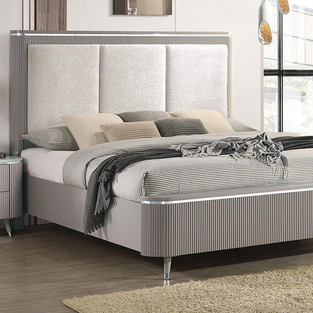 Furniture Of America Aldridge Bed FM7243GY-CONF Light Gray Contemporary - sofafair.com