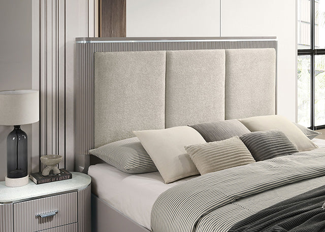 Furniture Of America Aldridge Bed FM7243GY-CONF Light Gray Contemporary - sofafair.com