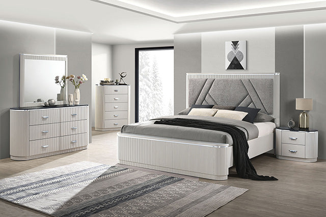 Furniture Of America Aldgate Bed FM7244GY-CONF Light Gray Contemporary - sofafair.com