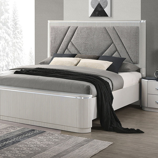 Furniture Of America Aldgate Bed FM7244GY-CONF Light Gray Contemporary - sofafair.com