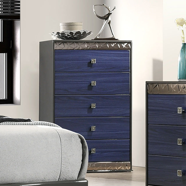 Furniture Of America Morcote Chest FM7250BL-C Ash Gray/Indigo Blue Glam - sofafair.com