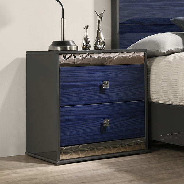 Furniture Of America Morcote Nightstand FM7250BL-N Ash Gray/Indigo Blue Glam - sofafair.com