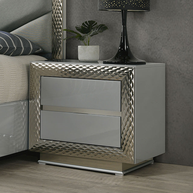 Furniture Of America Ventnor Nightstand FM7251GY-N Gray Glam - sofafair.com