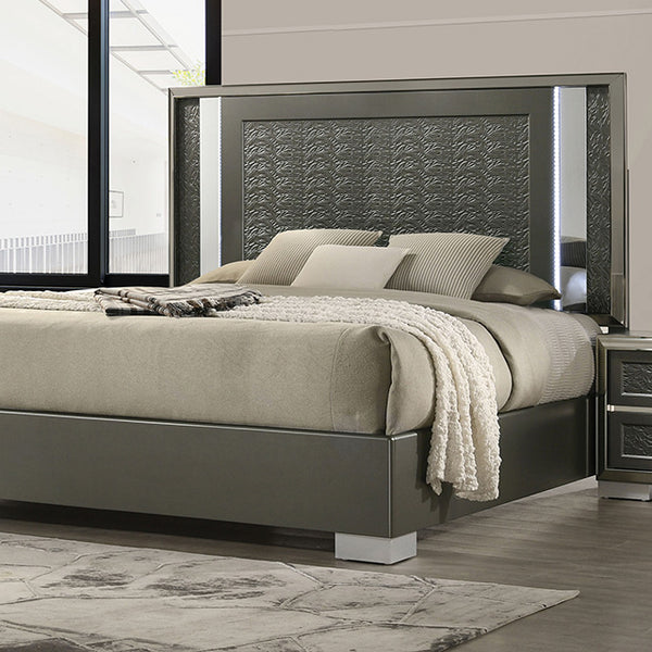 Furniture Of America Leyland Bed FM7252DG-CONF Dark Gray Contemporary - sofafair.com