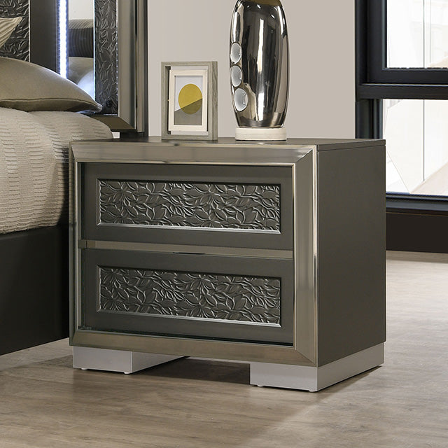 Furniture Of America Leyland Nightstand FM7252DG-N Dark Gray Contemporary - sofafair.com