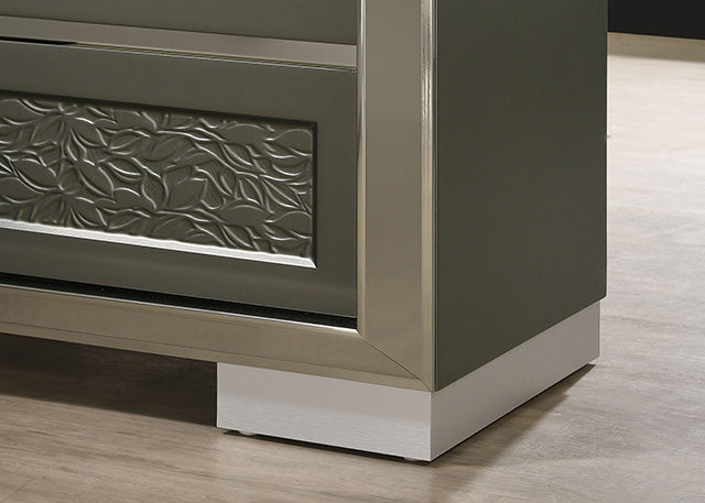 Furniture Of America Leyland Nightstand FM7252DG-N Dark Gray Contemporary - sofafair.com