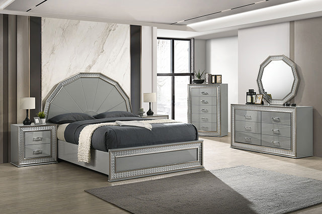 Furniture Of America Cassiopeia Nightstand FM7253GY-N Metallic Gray Glam - sofafair.com