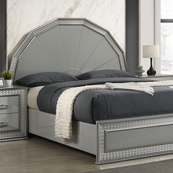 Furniture Of America Cassiopeia Bed FM7253GY-CONF Metallic Gray Glam - sofafair.com