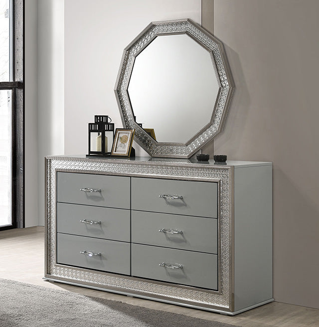 Furniture Of America Cassiopeia Dresser FM7253GY-D Metallic Gray Glam - sofafair.com