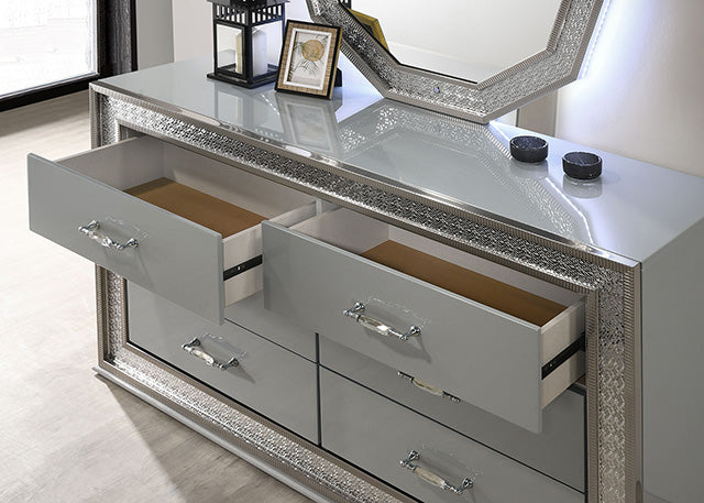 Furniture Of America Cassiopeia Dresser FM7253GY-D Metallic Gray Glam - sofafair.com