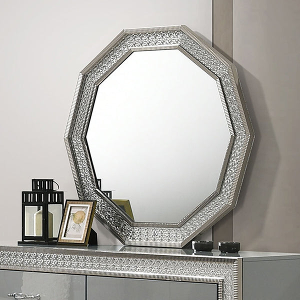 Furniture Of America Cassiopeia Decagon Mirror FM7253GY-M Metallic Gray Glam - sofafair.com