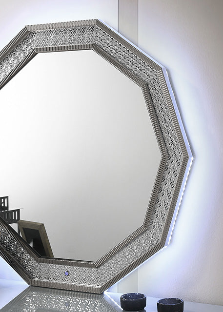 Furniture Of America Cassiopeia Decagon Mirror FM7253GY-M Metallic Gray Glam - sofafair.com