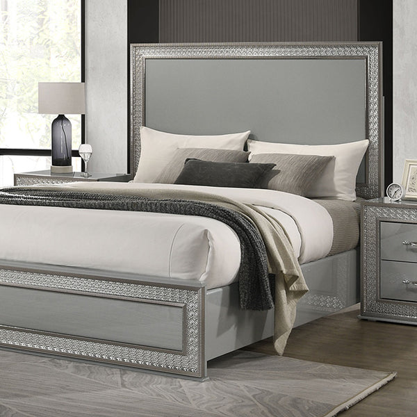 Furniture Of America Cassiopeia Bed FM7254GY-CONF Metallic Gray Glam - sofafair.com